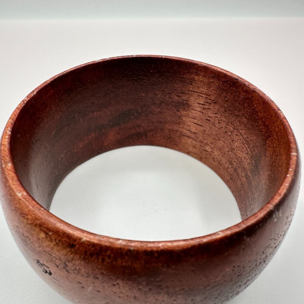 Vintage 90s Brown Wood Bangle Bracelet Boho Chunky Natural Fashion Jewelry - Picture 5 of 7